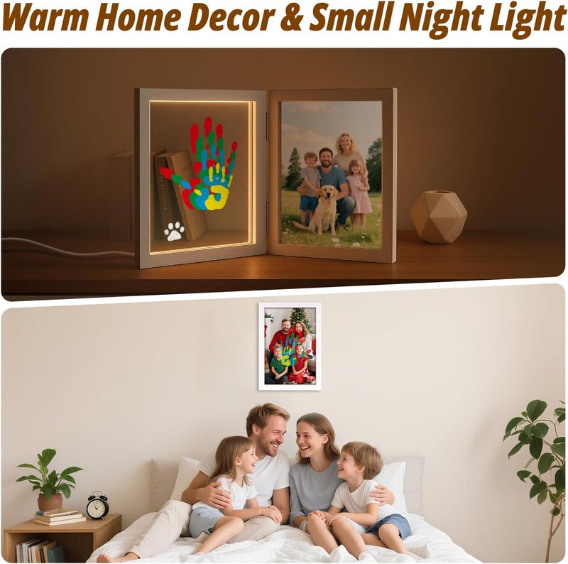 Sortnic Family Handprint Kit with Light, DIY Baby Handprint Photo Keepsake Wooden Frame for 4, Ideas Craft Gifts for New Mom, New Parents with 5 Non-Toxic Baby Safe Paints, Anniversary, Christmas - Image 4